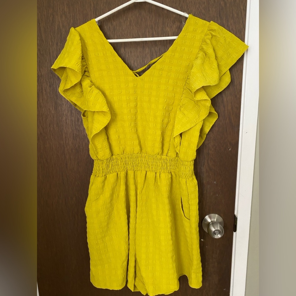 Yellow Ruffled Wrap Jumpsuit